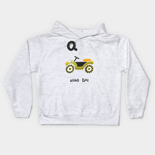Q is Quad Bike Kids Hoodie by JunkyDotCom
